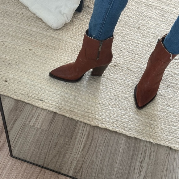 Saint Laurent Theo Raw-edge Ankle Boots in Brown Calfskin Leather - Picture 12 of 13